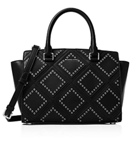 michael kors selma patent leather|Selma Medium Diamond Grommet Leather Satchel .